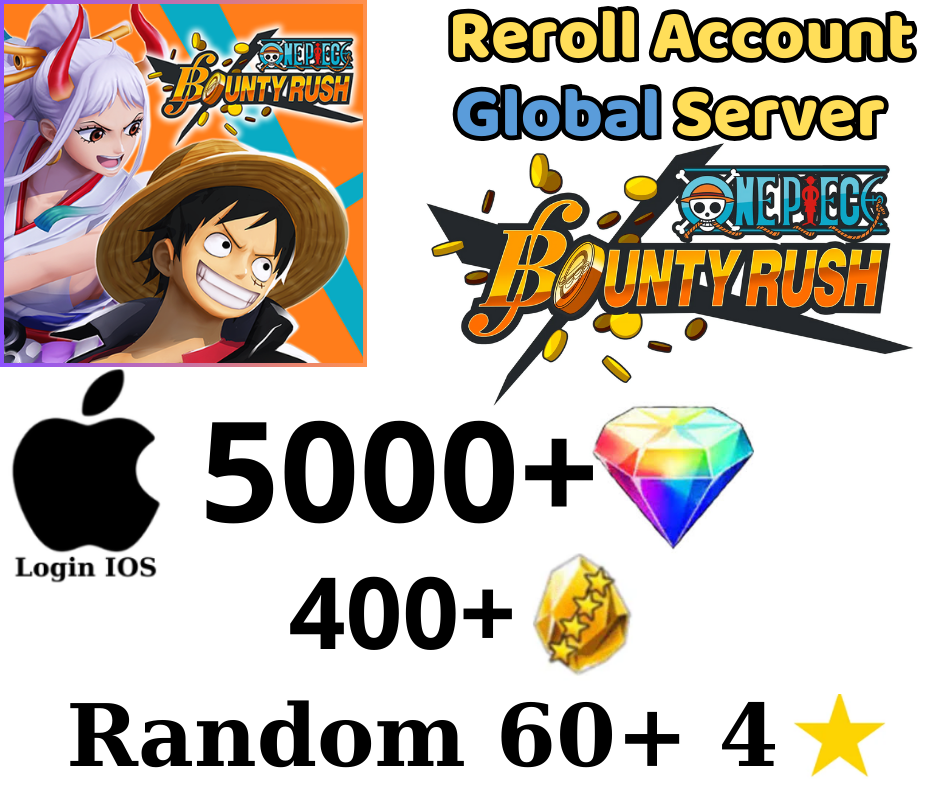 [GLOBAL - IOS] 5000+ Gems ONE PIECE Bounty Rush Starter Reroll Account